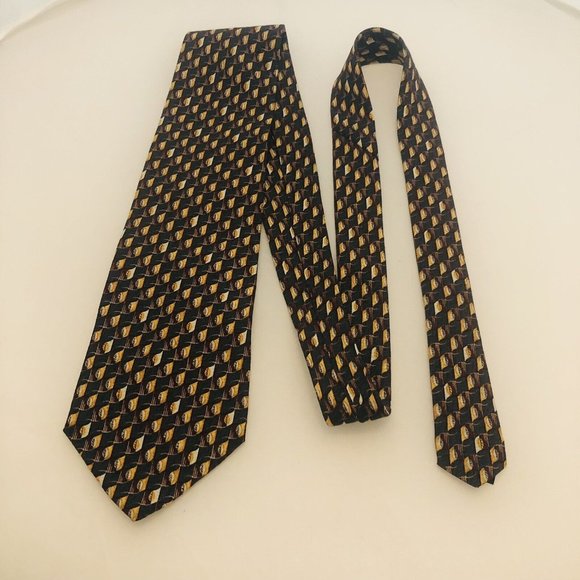 Two Bugatti Italian 100% Silk Ties Blue Abstact Fall Leaf Pattern - Picture 9 of 12